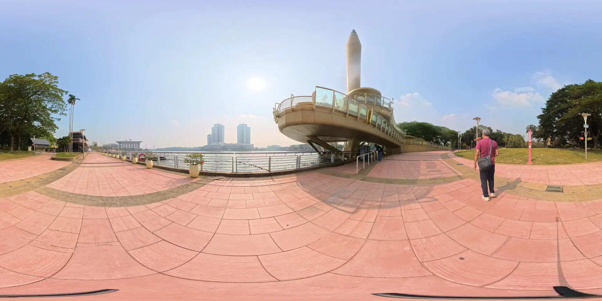 Infront of the monument