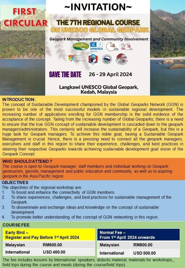 7TH REGIONAL COURSE UNESCO GLOBAL GEOPARK - Concert & Event in Langkawi