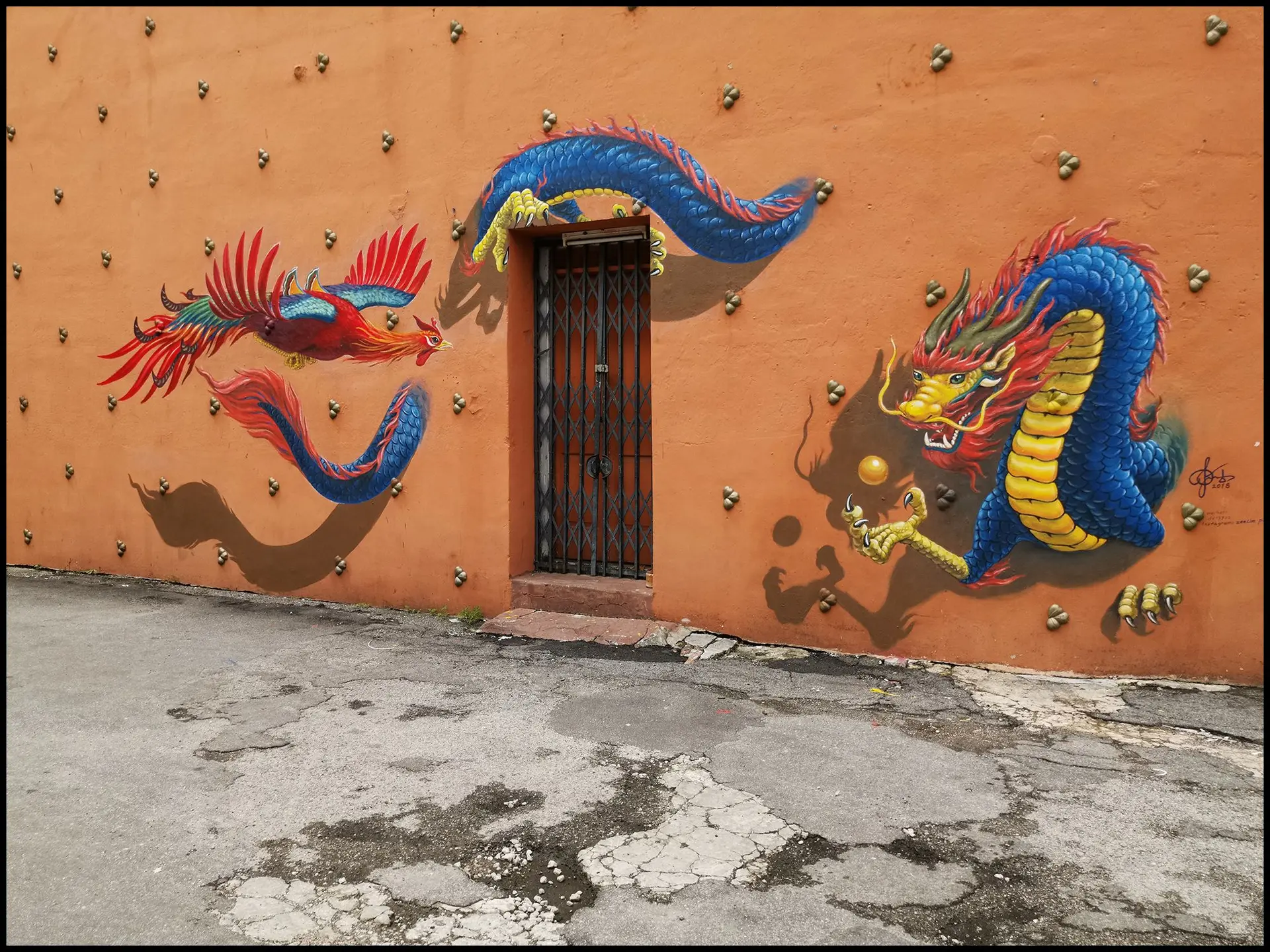 Dragon and Phoenix Street Art - Street Art in George Town