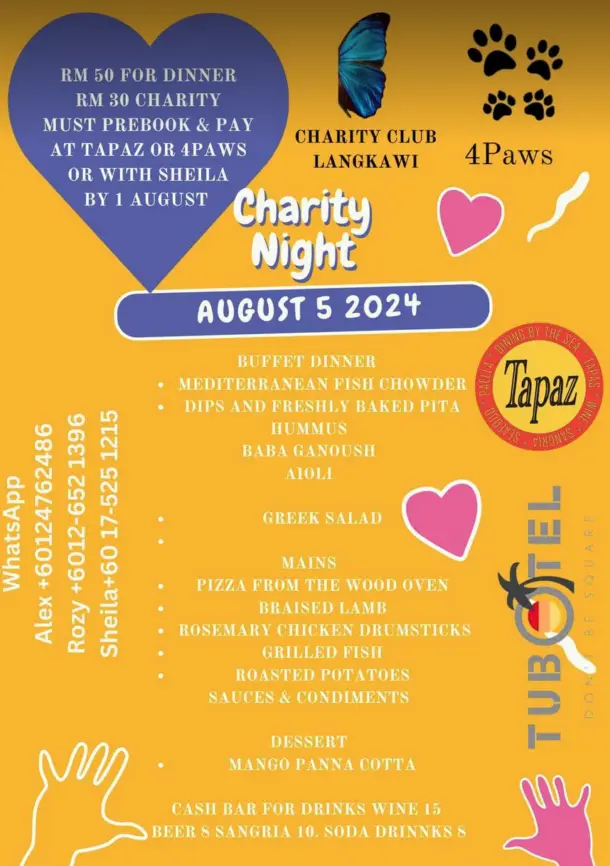 Fundraiser Dinner for 4Paws Thrift  Charity Club Langkawi - Concert & Event in Langkawi