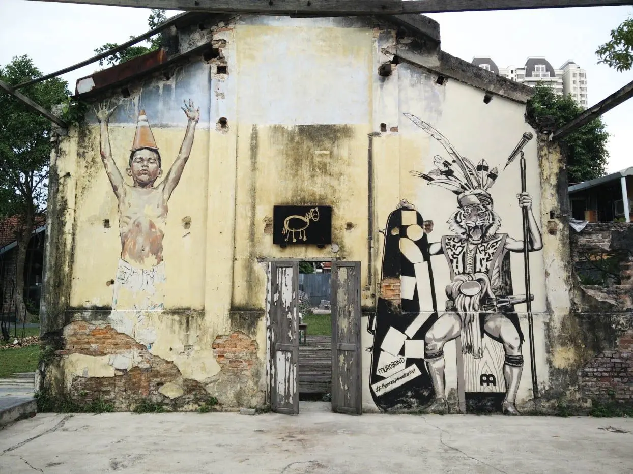 The Borneo Headhunter with the Head of Tiger Street Art